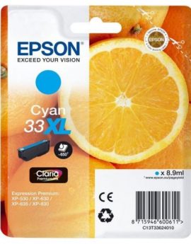 Cartucho de Tinta Original Epson nº33 XL Alta Capacidad/ Cian
