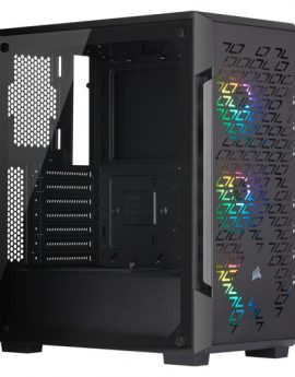 Caja mid-tower Corsair iCUE 220T RGB Airflow Cristal Templado USB 3.0 Negra