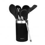 Cecotec Polka Exclusive Wood&rock - juego de utensilios de cocina 9 uds Negro