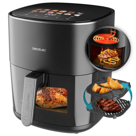 Cecotec Cecofry&Grill Duoheat 6500 - Freidora De Aire 6.5L 2200W Negro