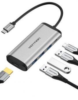 Docking USB Tipo-C Vention CNBHB/ 1xHDMI/ 3xUSB/ 1xUSB Tipo-C/ Gris