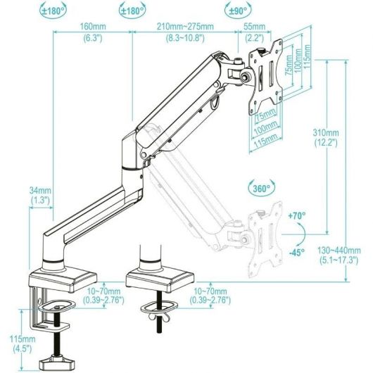 Soporte de Mesa para Monitor TooQ DB1334TNR-W/ Giratorio/ Inclinable/ hasta 10kg 3 Soporte de Mesa para Monitor TooQ DB1334TNR-W/ Giratorio/ Inclinable/ hasta 10kg