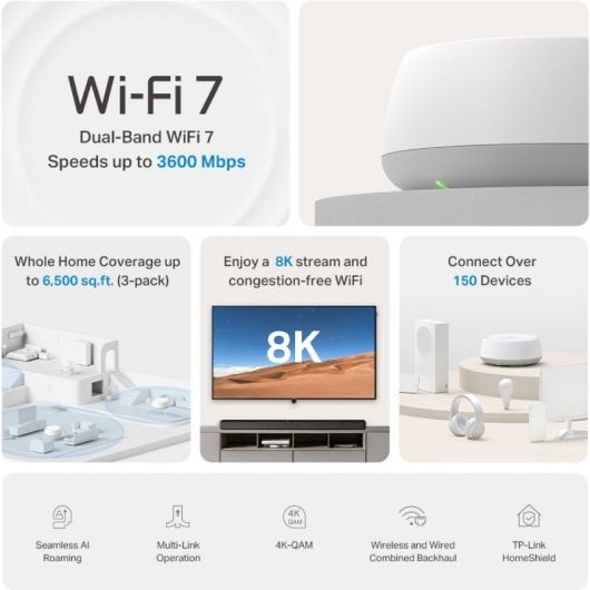 Sistema Mesh TP-Link Deco BE22 3600Mbps/ 2 Sistema Mesh TP-Link Deco BE22 3600Mbps/ 2.4GHz 5GHz/ Pack de 2