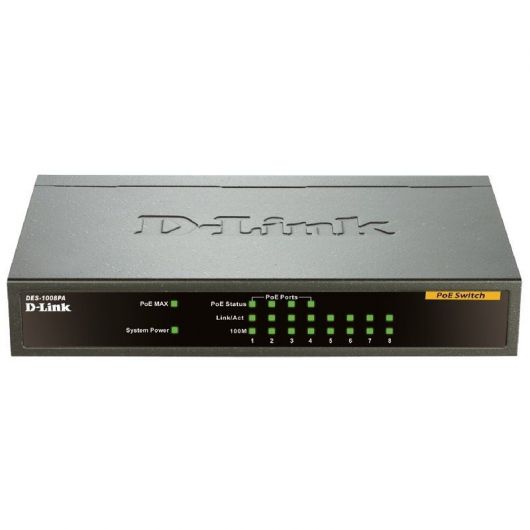 Switch D-Link DES-1008PA 8 Puertos/ RJ-45 10/100/1000 PoE