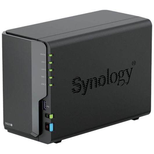 NAS Synology Diskstation DS225+/ 2 Bahías 3.5'- 2 NAS Synology Diskstation DS225+/ 2 Bahías 3.5'- 2.5'/ 2GB DDR4/ Formato Torre