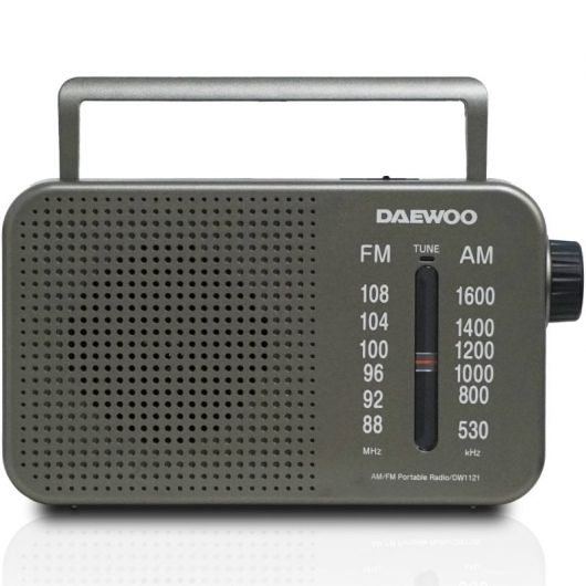 Radio Portátil Daewoo DW1121/con Cable/ a Pilas/ Gris