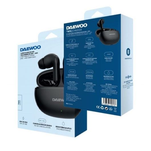 Auriculares Bluetooth Daewoo DW2004 con estuche de carga/ Autonomía 5h/ Negros