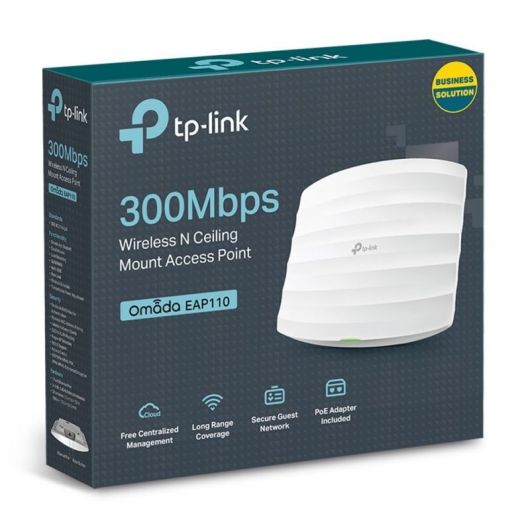 Punto de Acceso Inalámbrico TP-Link EAP110 PoE 300Mbps/ 2.4GHz/ Antenas de 4dBi/ WiFi 802 Punto de Acceso Inalámbrico TP-Link EAP110 PoE 300Mbps/ 2.4GHz/ Antenas de 4dBi/ WiFi 802.11n/b/g