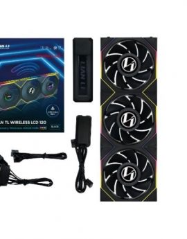 Lian-Li UNI FAN TL-LCD Wireless REVERSE RGB Pack Triple Ventilador Suplementario 120mm Negro