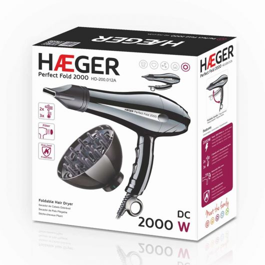 Haeger Perfect Fold Secador de Pelo 2000W Negro 2 Haeger Perfect Fold Secador de Pelo 2000W Negro