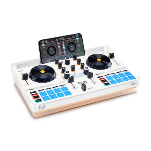 Hercules DJControl Mix Ultra Controlador DJ Portátil e Inalámbrico con Bluetooth Blanco