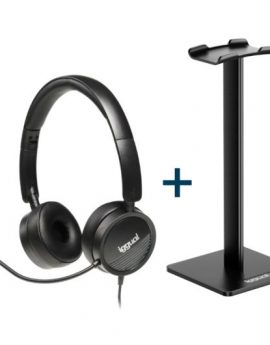 Iggual Dual Tech Set Auriculares con Micrófono + Soporte Negros