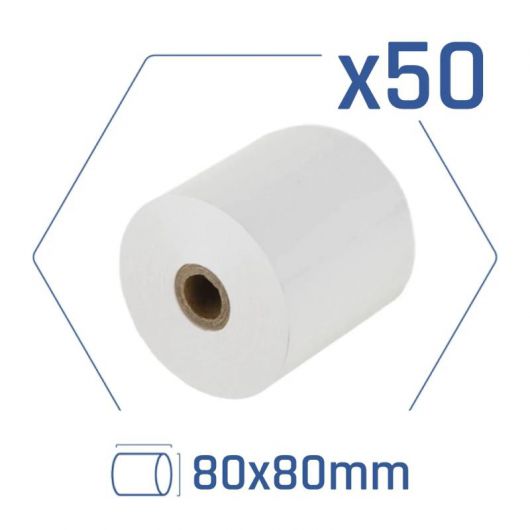 iggual Caja 50 rollos papel térmico sin BPA 80x80mm 2 iggual Caja 50 rollos papel térmico sin BPA 80x80mm