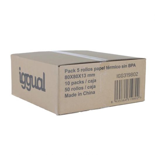 iggual Caja 50 rollos papel térmico sin BPA 80x80mm 3 iggual Caja 50 rollos papel térmico sin BPA 80x80mm