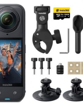 Cámara Digital Deportiva Insta360 X5 Motorcycle Bundle/ 8K/ Ángulo de visión 360º/ Negra