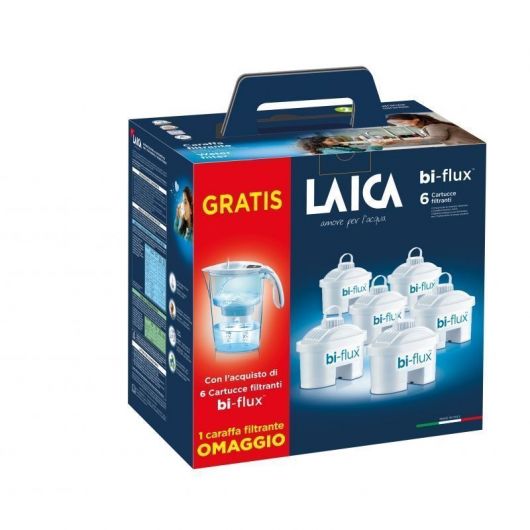 Pack Jarra Filtrante Laica Stream/ 2.3L/ Blanca/ Jarra + 6 Filtros BI-FLUX