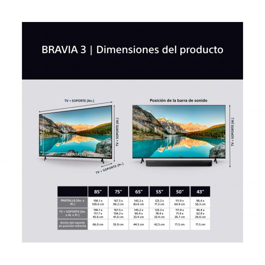 Sony Bravia 3 K-43S3 / Televisor Smart TV 43' Direct LED UHD 4K HDR 3 Sony Bravia 3 K-43S3 / Televisor Smart TV 43' Direct LED UHD 4K HDR