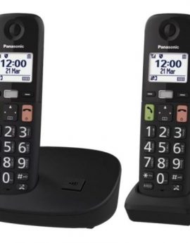 Teléfono Inalámbrico Panasonic KX-TGU112EXB/ Pack DUO/ Negro