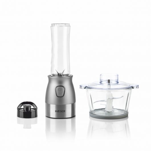 Haeger Perfect Combo 2 en 1 Batidora de Vaso Picadora 500W 600ml Gris/Acero inoxidable