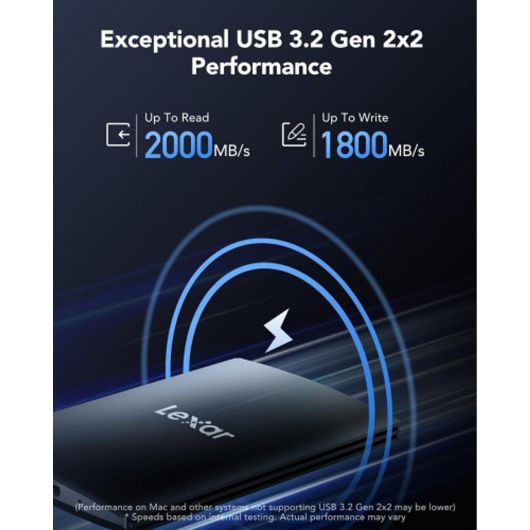 Lexar LSL500X001T-RNBNG Disco SSD Externo 1TB USB-C 3 Lexar LSL500X001T-RNBNG Disco SSD Externo 1TB USB-C 3.2 Gen2x2 Negro