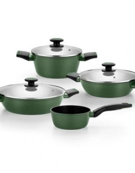 Pack Batería de Cocina Monix Forest M509900/ Cazo Ø16cm/ Cacerolas bajas Ø24 - 28cm/ Cacerolas Ø20cm/ Acero Inoxidable/ Apta para Inducción