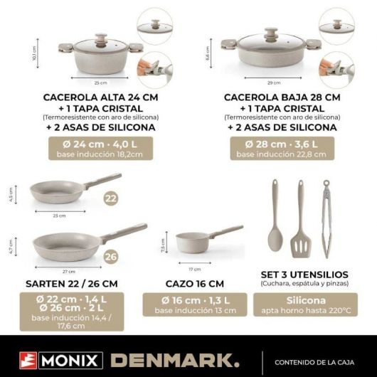 Pack Batería de Cocina Monix Martín Berasategui/ Cazo Ø16cm/ Sarten Ø22 - 26cm/ Cacerolas Ø24 - 28cm/ Aluminio Forjado/ Apta para Inducción 2 Pack Batería de Cocina Monix Martín Berasategui/ Cazo Ø16cm/ Sarten Ø22 - 26cm/ Cacerolas Ø24 - 28cm/ Aluminio Forjado/ Apta para Inducción