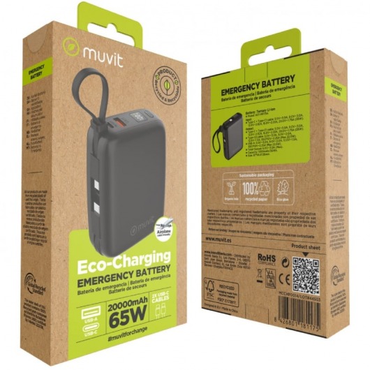 Powerbank 20000mAh Muvit For Change MCCHP0015/ 65W/ Negra 4 Powerbank 20000mAh Muvit For Change MCCHP0015/ 65W/ Negra