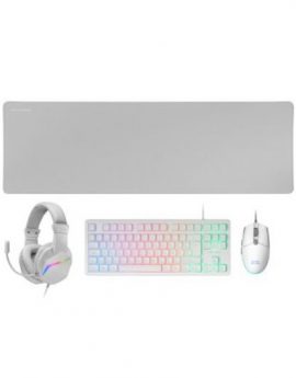 Mars Gaming MCPRGB3WFR Combo Teclado FRGB + Mouse + Auriculares + Alfombrilla Blanco - Francés