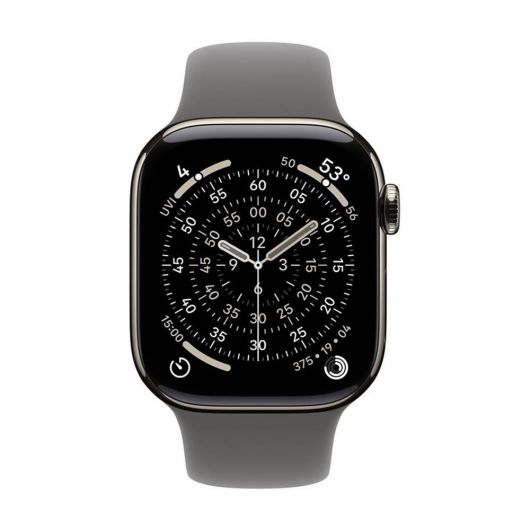 Apple Watch Series 11/ GPS/ Cellular/ 42mm/ Titanio Natural/ Correa Deportiva Negra (M/L)