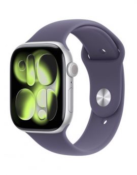 Apple Watch Series 11/ GPS/ Cellular/ 46mm/ Aluminio Plata/ Correa Deportiva Niebla Lila S/M