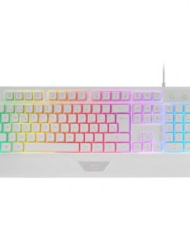 Mars Gaming MK124 Teclado Ergonómico H-Mech Reposamuñecas FRGB Rainbow Antighosting Español Blanco