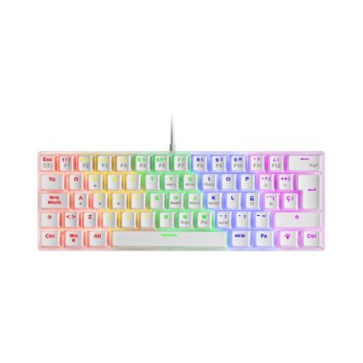 Mars Gaming MK60 Teclado Mecánico Blanco FRGB Switch Marrón Layout Italiano