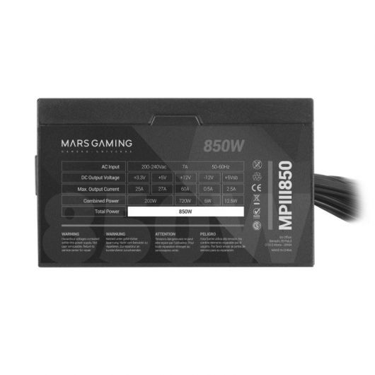 Fuente de Alimentación Mars Gaming MPIII850/ 850W/ Ventilador 12cm 5 Fuente de Alimentación Mars Gaming MPIII850/ 850W/ Ventilador 12cm