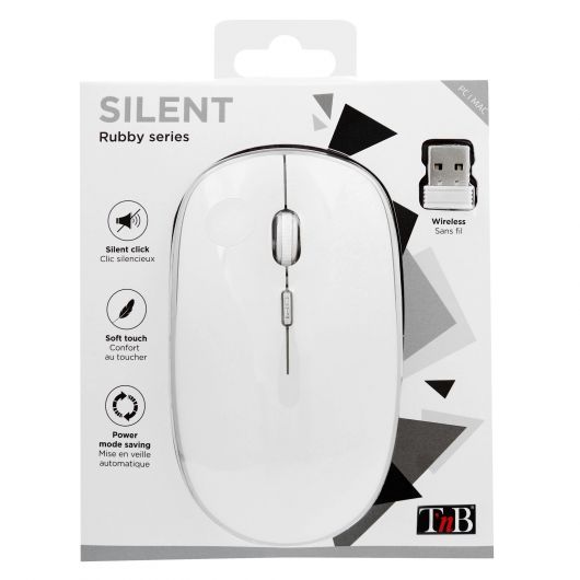Tnb Rubby - Ratón óptico Inalámbrico Silencioso 1600 DPI Blanco/plateado 2 Tnb Rubby - Ratón óptico Inalámbrico Silencioso 1600 DPI Blanco/plateado