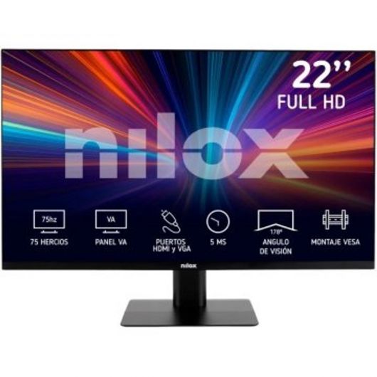 Nilox Nxm22fhd11 Monitor 22' Hdmi Vga IPs Fhd 75hz 5ms 250cd/m2 Vesa 100x100