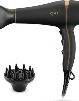 Secador GKL Onyx 2200/ 2200W/ Iónico/ Negro y Dorado