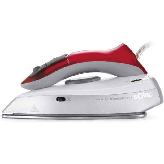 Solac Viaggio Pro PV1652 Plancha de viaje 120V/240V vapor-seco Suela acero inoxidable 1100W Gris/Rojo