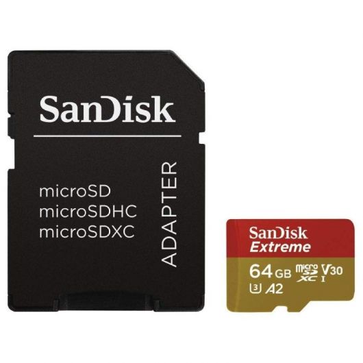 Tarjeta de Memoria SanDisk Extreme 64GB microSD XC UHS-I con Adaptador/ Clase 10/ 160MBs