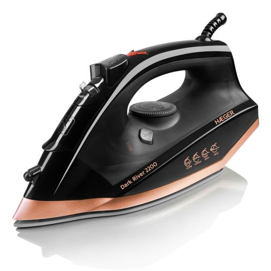 Haeger Dark River - Plancha a vapor Suela acero inoxidable 2200W Negro
