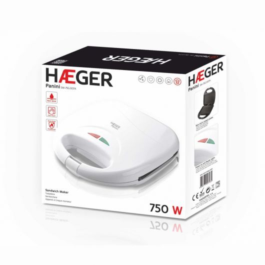 Haeger Panini Sandwichera con Grill 750W Blanco 2 Haeger Panini Sandwichera con Grill 750W Blanco