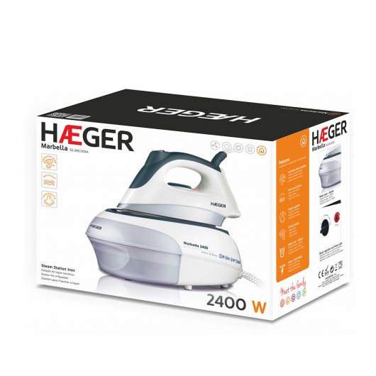 Haeger Marbella Centro de Planchado Suela de acero inoxidable 2400 W Negro/Blanco 2 Haeger Marbella Centro de Planchado Suela de acero inoxidable 2400 W Negro/Blanco