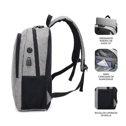 Mochila Subblim Urban Lock para Portátiles hasta 16'/ Puerto USB/ Antirrobo 4 Mochila Subblim Urban Lock para Portátiles hasta 16'/ Puerto USB/ Antirrobo