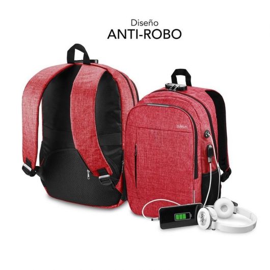 Mochila Subblim Urban Lock para Portátiles hasta 16'/ Puerto USB/ Antirrobo/ Rojo 2 Mochila Subblim Urban Lock para Portátiles hasta 16'/ Puerto USB/ Antirrobo/ Rojo