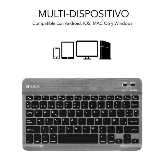 Teclado Compacto Inalámbrico por Bluetooth Subblim Smart/ Gris 2 Teclado Compacto Inalámbrico por Bluetooth Subblim Smart/ Gris