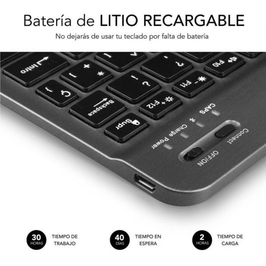 Teclado Compacto Inalámbrico por Bluetooth Subblim Smart/ Gris 4 Teclado Compacto Inalámbrico por Bluetooth Subblim Smart/ Gris