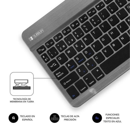 Teclado Compacto Inalámbrico por Bluetooth Subblim Smart/ Gris 5 Teclado Compacto Inalámbrico por Bluetooth Subblim Smart/ Gris