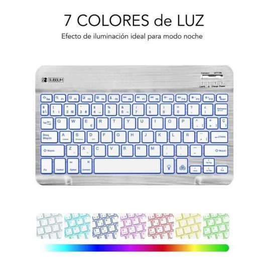 Teclado Compacto Inalámbrico por Bluetooth Subblim Smart Backlit/ Plata 5 Teclado Compacto Inalámbrico por Bluetooth Subblim Smart Backlit/ Plata