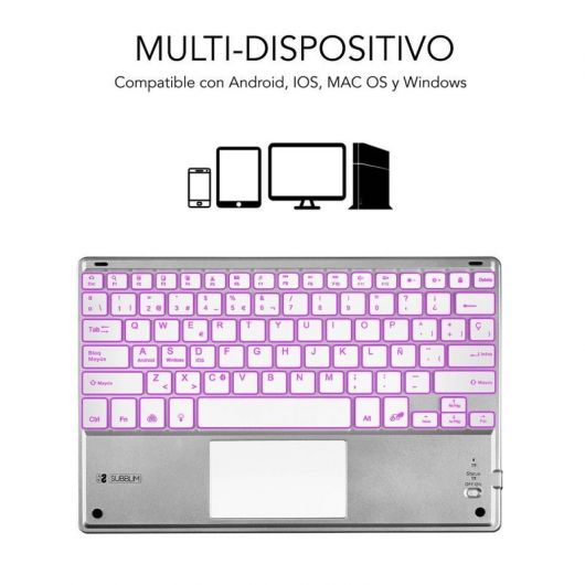 Teclado Compacto Inalámbrico por Bluetooth Subblim SMBT50/ Plata 2 Teclado Compacto Inalámbrico por Bluetooth Subblim SMBT50/ Plata
