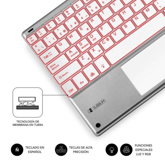 Teclado Compacto Inalámbrico por Bluetooth Subblim SMBT50/ Plata 4 Teclado Compacto Inalámbrico por Bluetooth Subblim SMBT50/ Plata