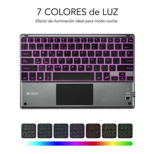 Teclado Compacto Inalámbrico por Bluetooth Subblim Touchpad Smart Blacklit/ Gris 5 Teclado Compacto Inalámbrico por Bluetooth Subblim Touchpad Smart Blacklit/ Gris